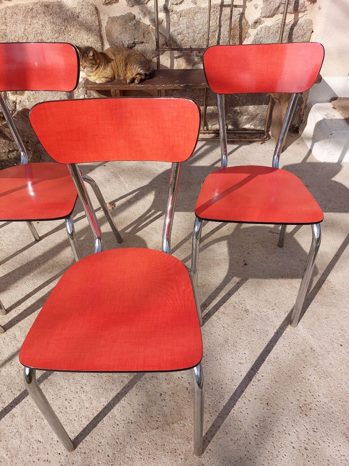 Red formica chairs