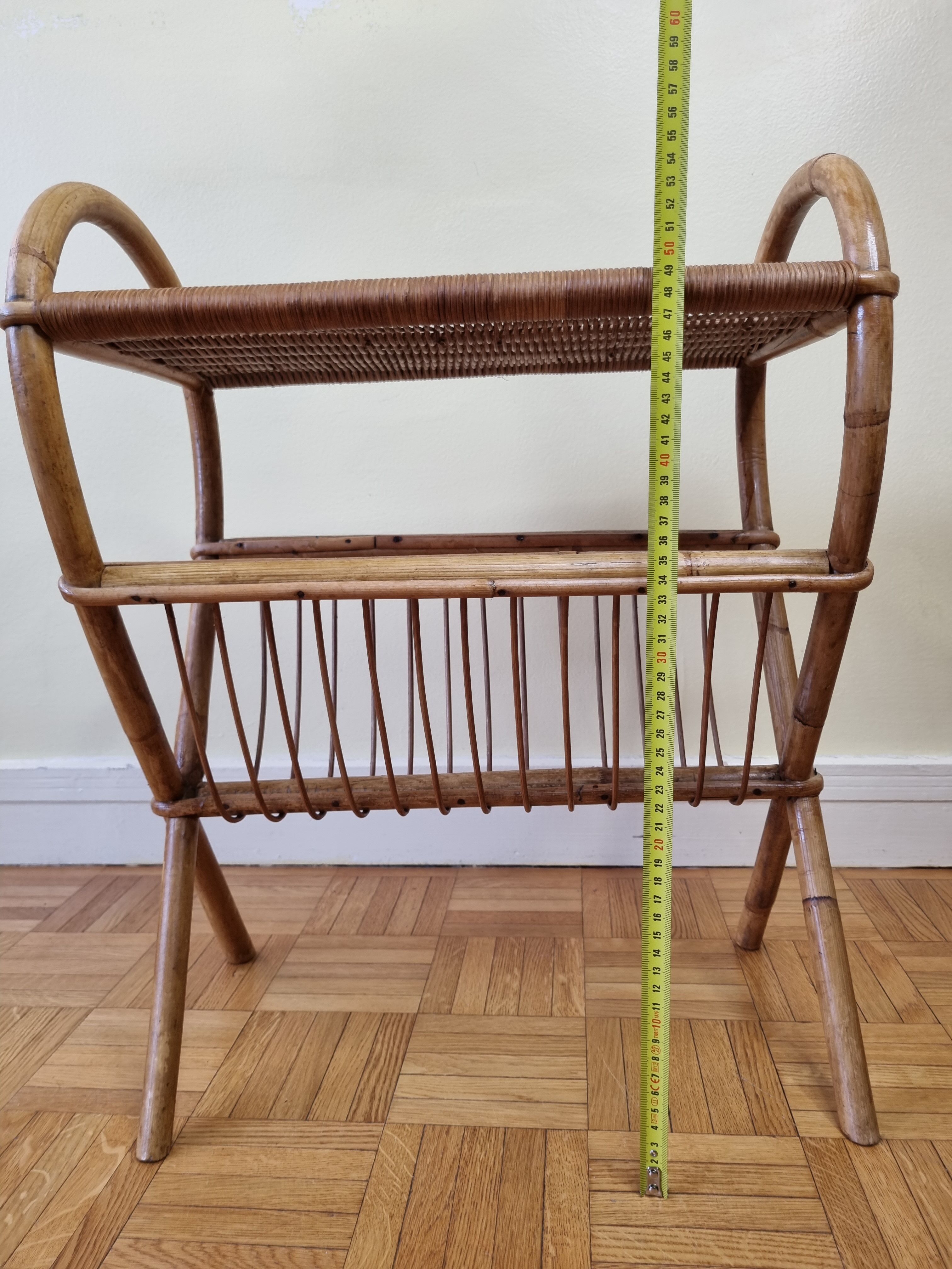 Vintage rattan magazine holders, 50s-60s