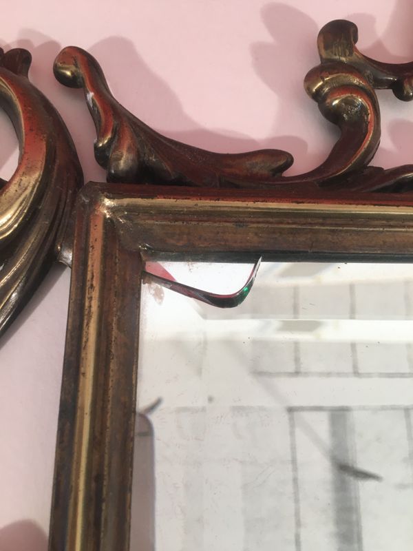 Miroir mural laiton baroque - 89 x 55 cm