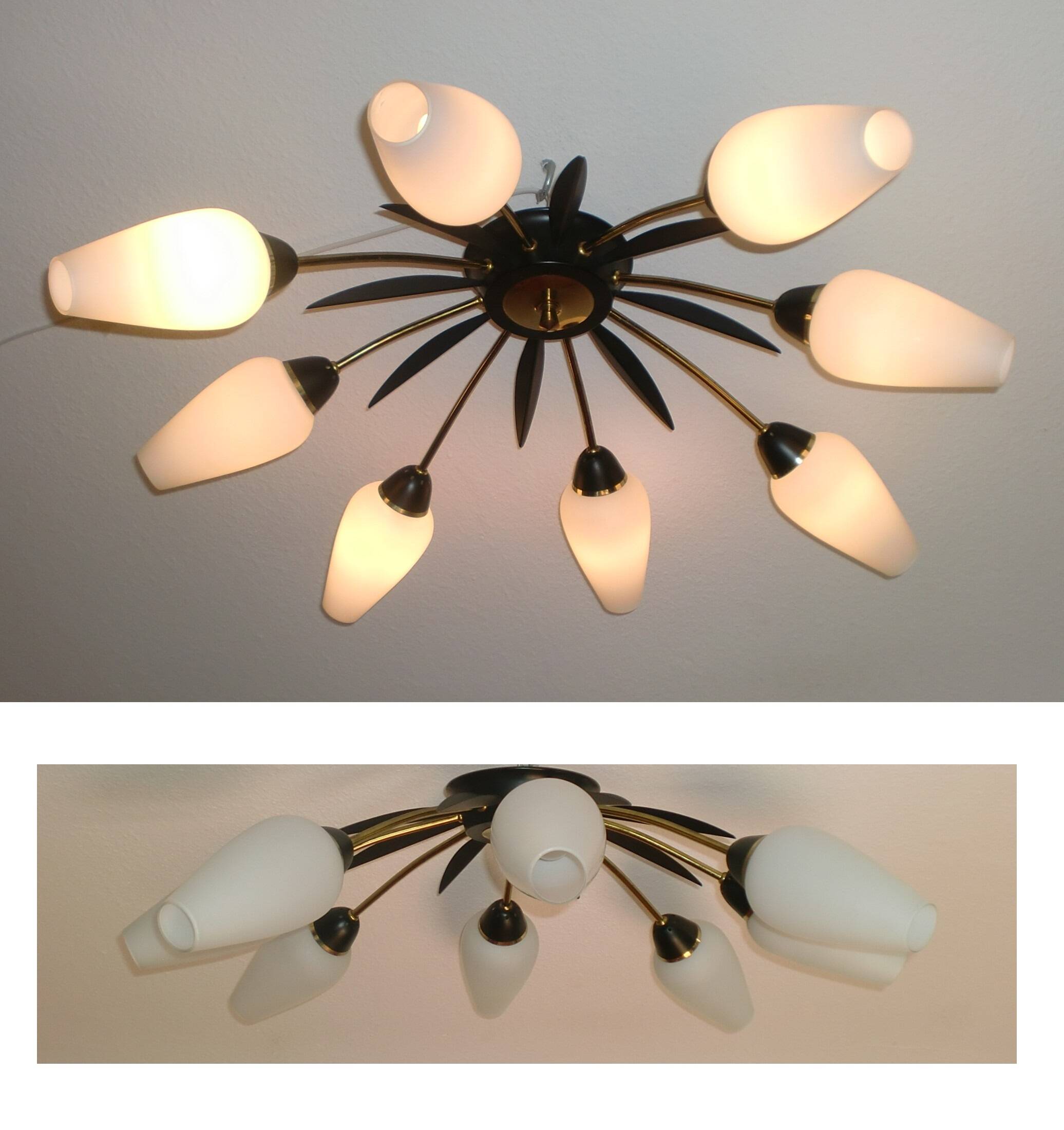 1950s Sputnik, Space-Age Style Stilnovo Spider Ceiling Lamp