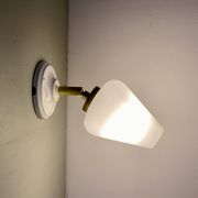 Vintage tulip wall light in white opaline