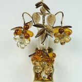palwa mid century SCONCE 1970s crystal glass and gilt brass grapes and leaves