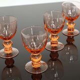 5 verres anciens à pied rose vintage
