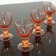 5 vintage pink stemmed antique glasses