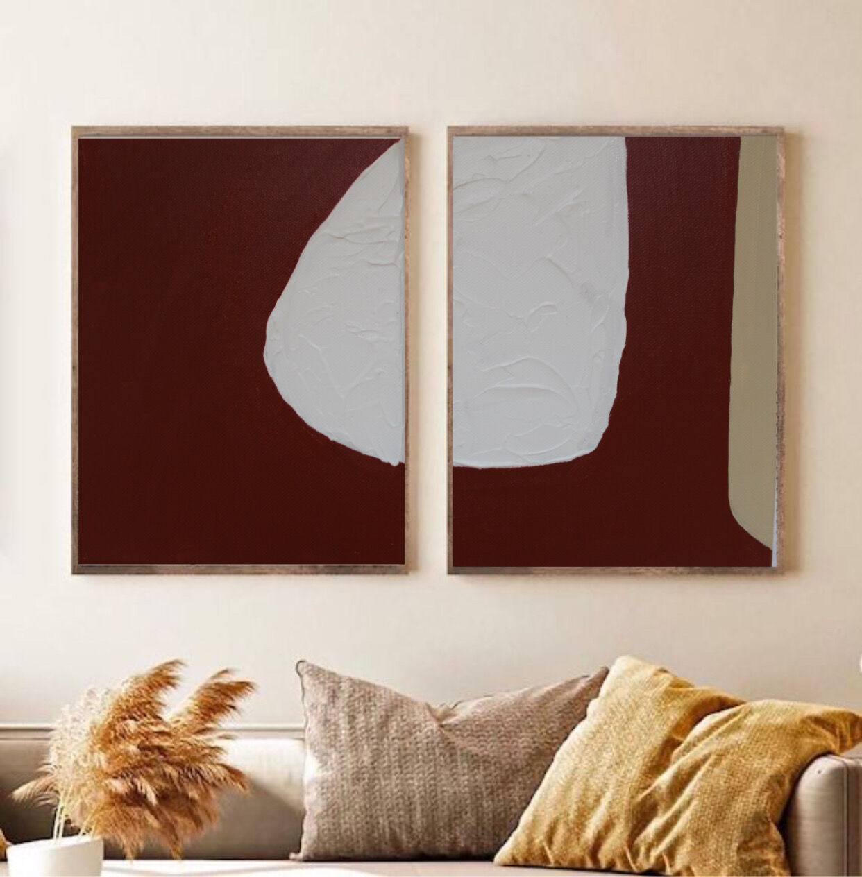 Two canvases together Rust cut pattern