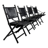 Ensemble de quatre chaises pliantes en faux bambou