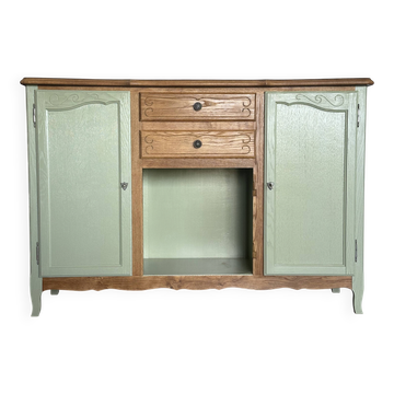 Vintage wood and sage green buffet