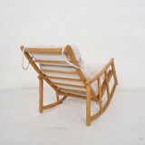 Scandinavian modern birch spindle rocking lounge chair, 1960’s