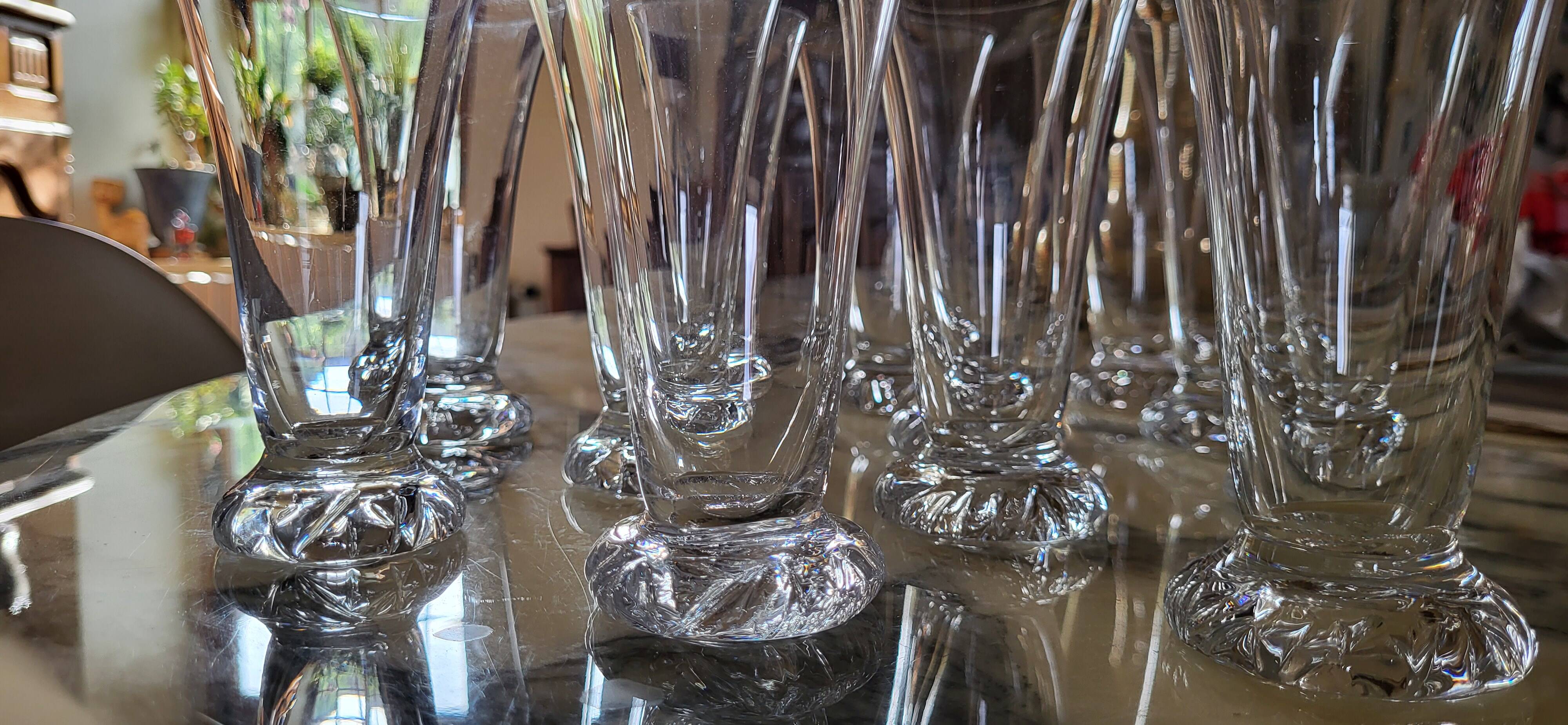 6 crystal flutes Daum, model "Kim", France