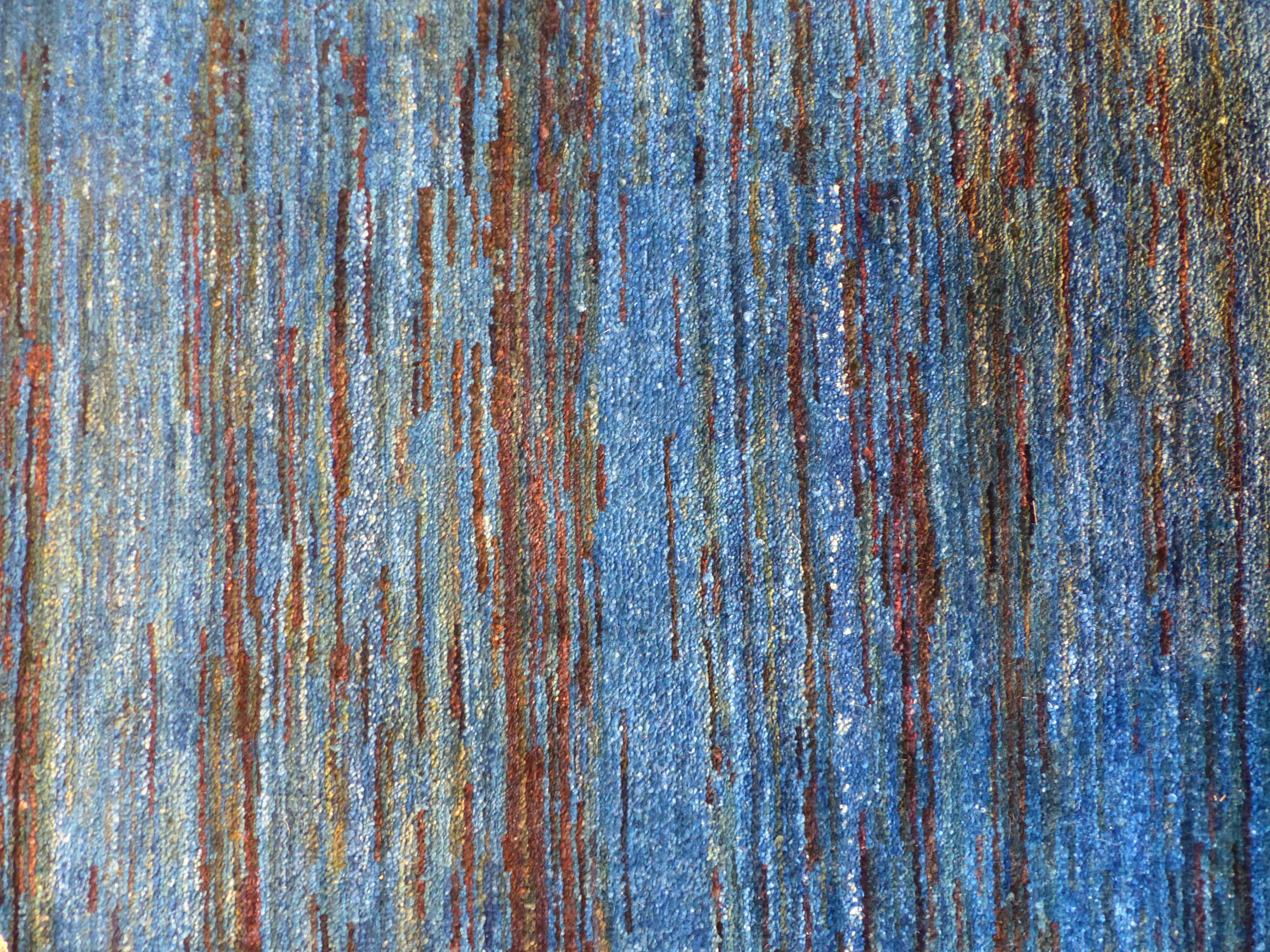 Blue knotted carpet 246 x 300 cm