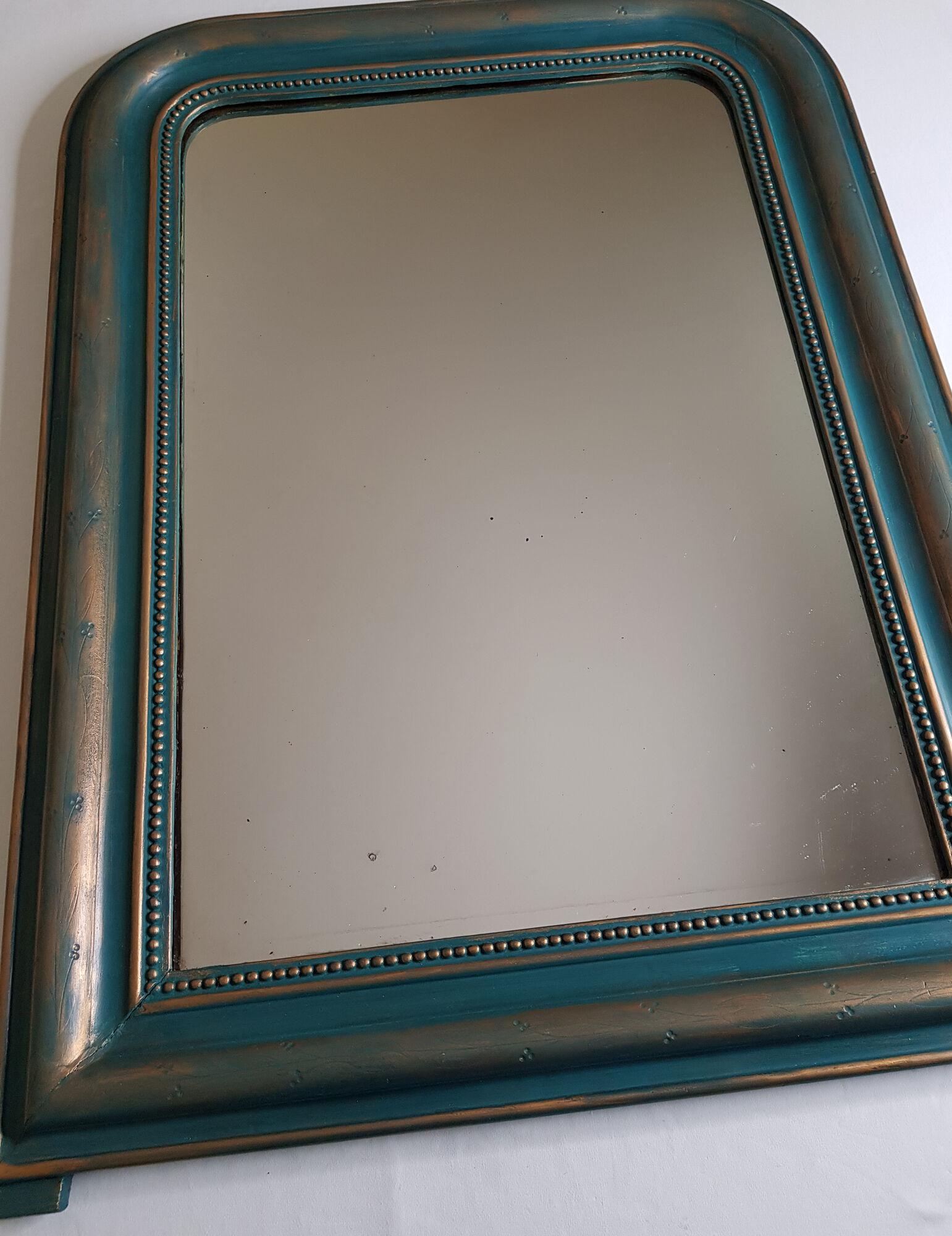 Mirror Louis Philippe old green and gold patina 95x71cm