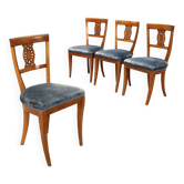 Chaises Empire anciennes en bois de cerisier et tissu, Italie, XIXe siècle