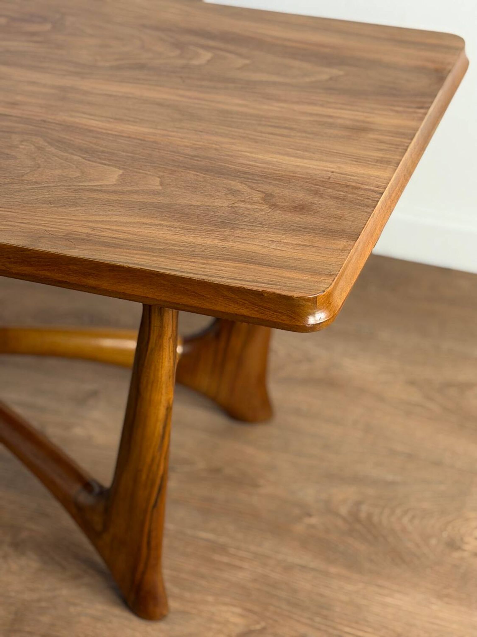 Vintage wooden coffee table – sculptural base