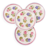 4 oyster plates 1960/70 floral decoration by MBFA Pornic