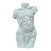 Studio ceramic torso statue - light blue ceramic clay figure - Mid-Century design