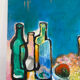 Still life with bottles, oil on canvas signed Miguel Anibal 1989
