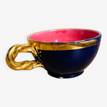 Small bowl cup with golden and blue border