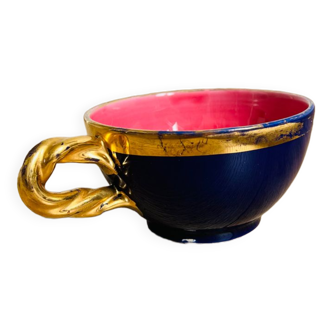 Petite tasse bol liseré doré et bleu