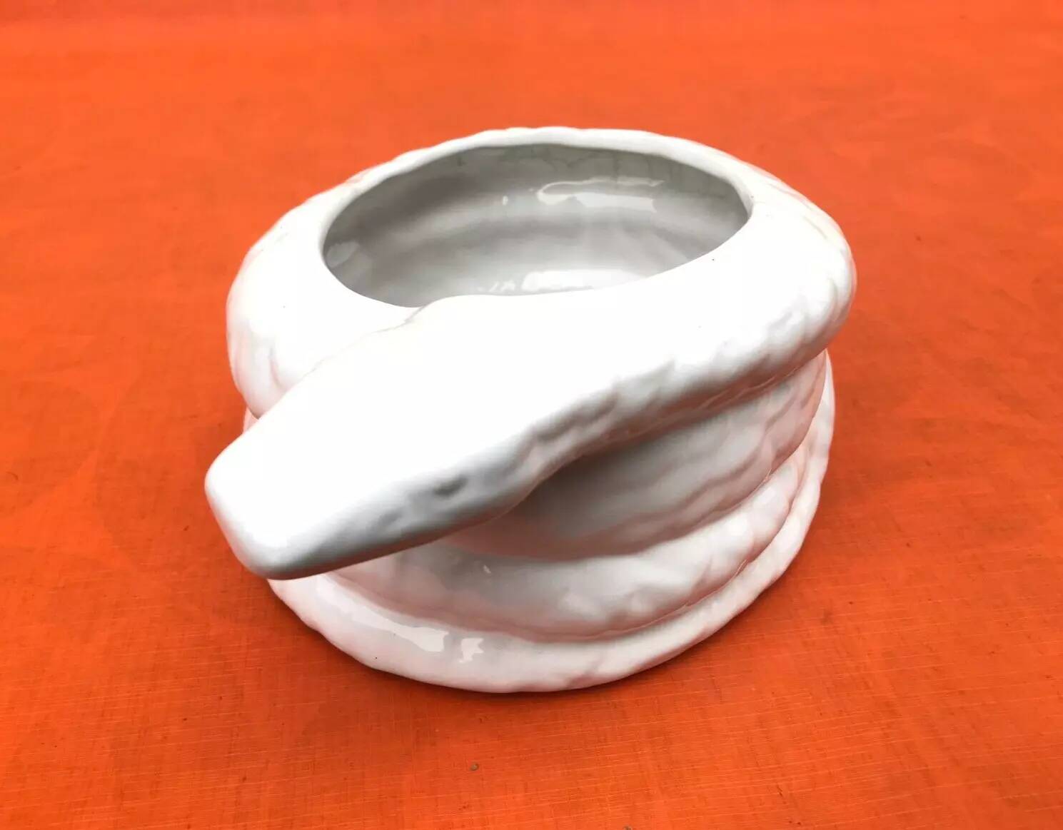 Planter / Decorative pot Snake shape White ceramic