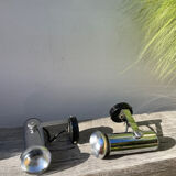 Pair of chrome metal wall lights from the 1970s.