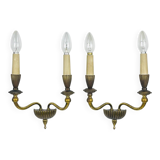 Vintage bronze wall lamps, Italy, 1950s, set of 2