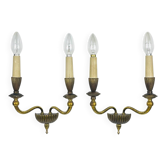 Vintage bronze wall lamps, Italy, 1950s, set of 2