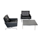 Set 2 vintage PK31/1 Lounge Chair & PK61 Coffee Table by Poul Kjaerholm for E. Kold Christensen