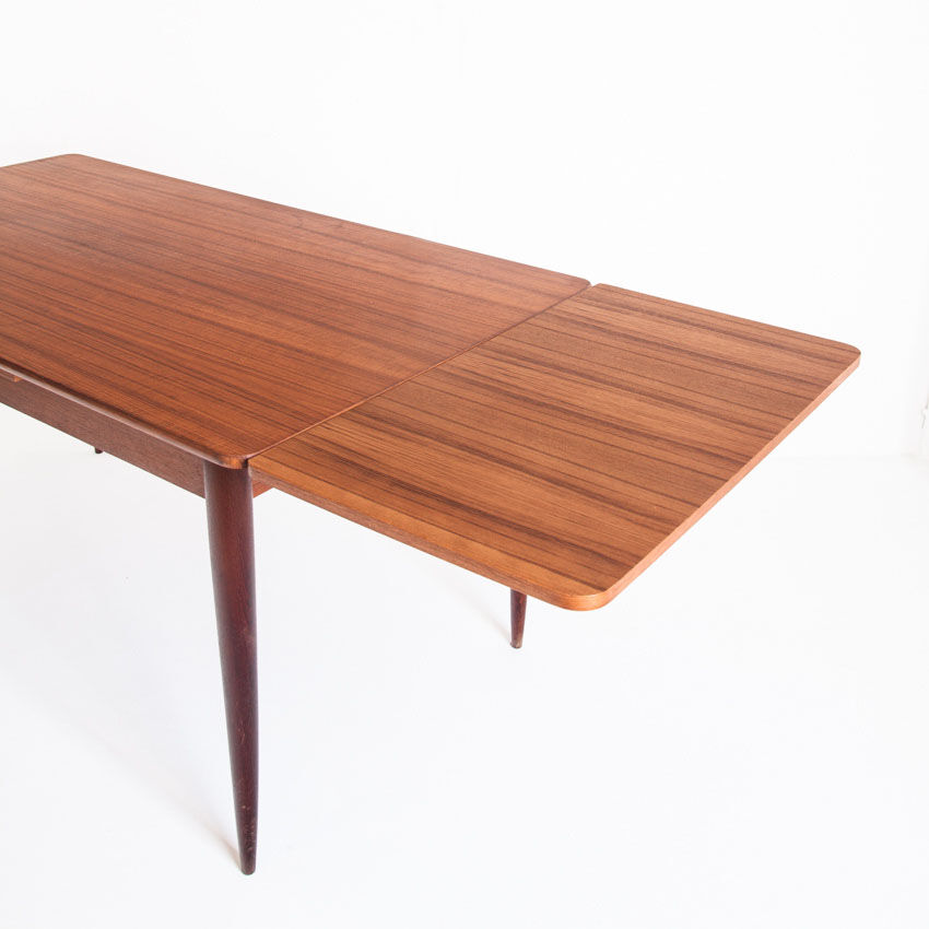 Table en teck avec rallonges de style scandinave - France, 1960