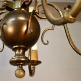 19th Century Dutch Bronze Chandelier with 5 Light Arms