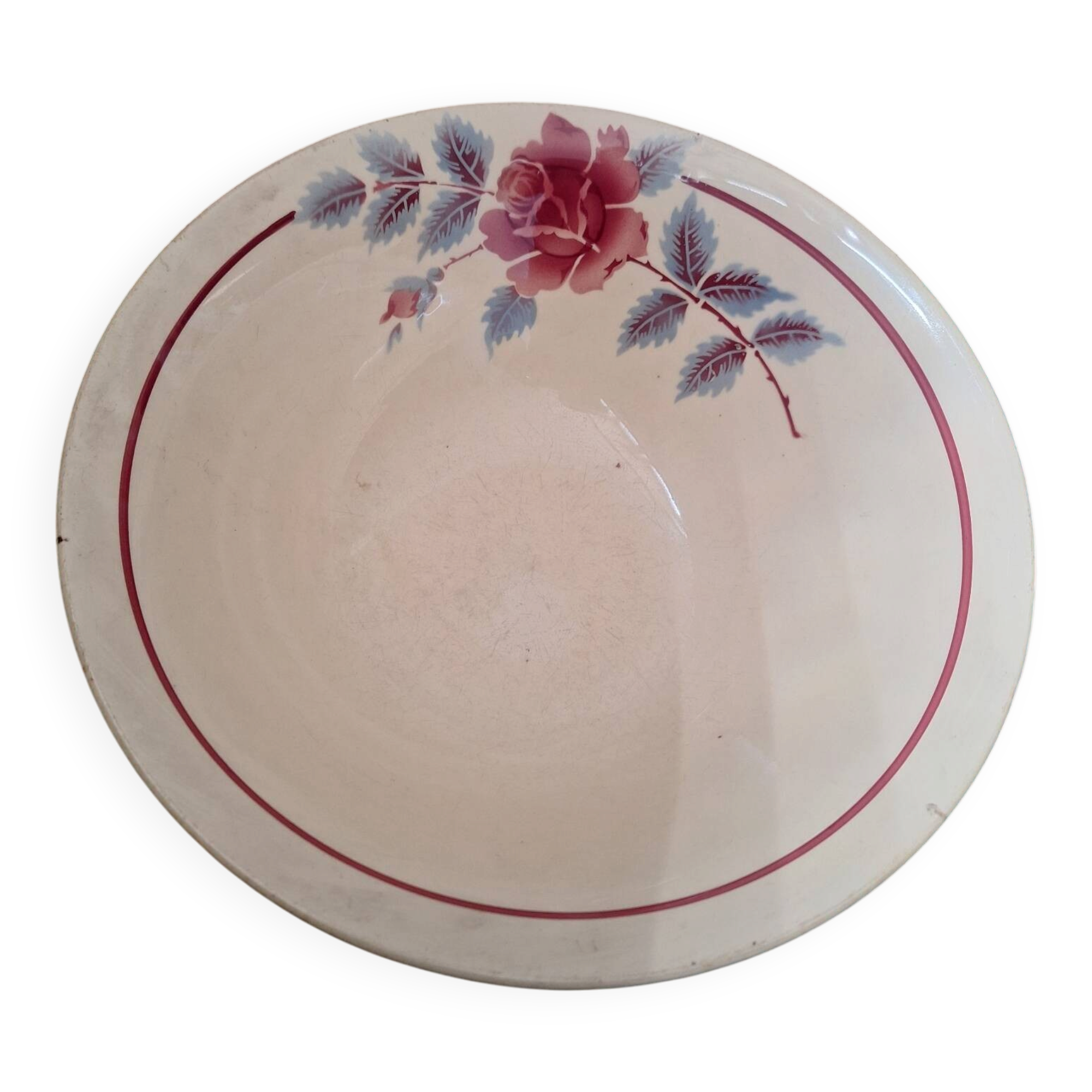 Large earthenware salad bowl with an old rose retro pattern from Hamage and Moulin des