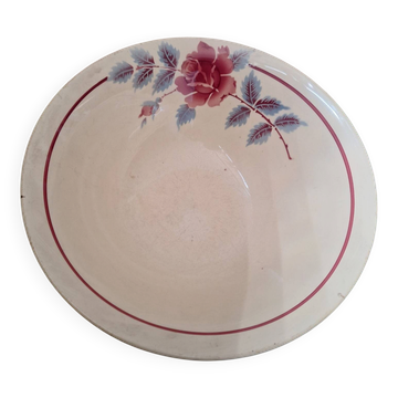 Grand saladier faïence motif rose ancienne rétro Hamage et Moulin des