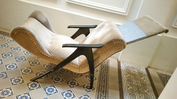 Fauteuil Wing chair à système de relaxation année 50/60