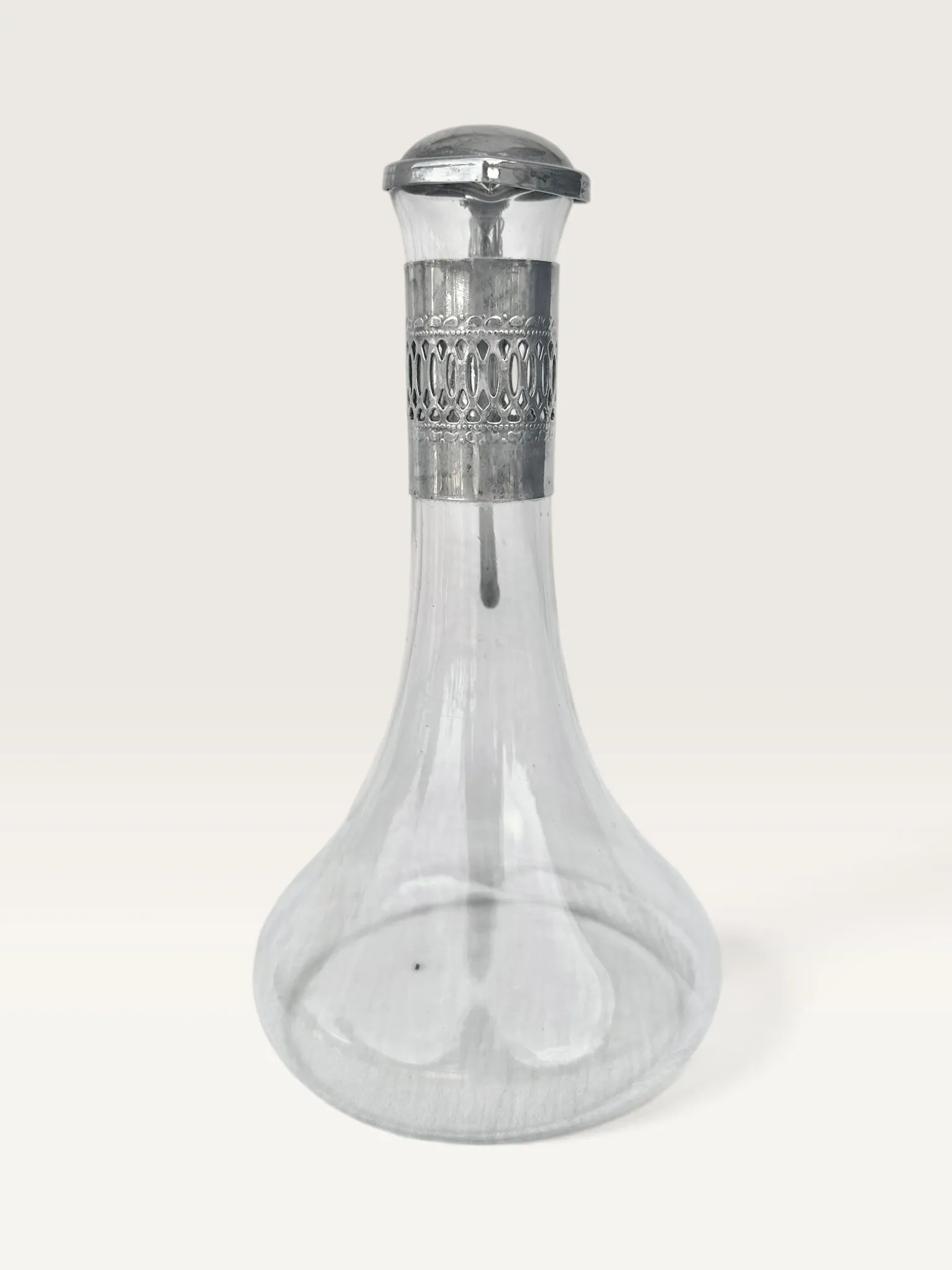 Glass and silver-plated metal jug, Louis XV style
