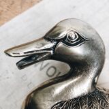 Large vintage duck in silver metal