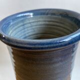 Blue enamelled sandstone vase