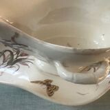 Gien polychrome gravy boat Carnation model