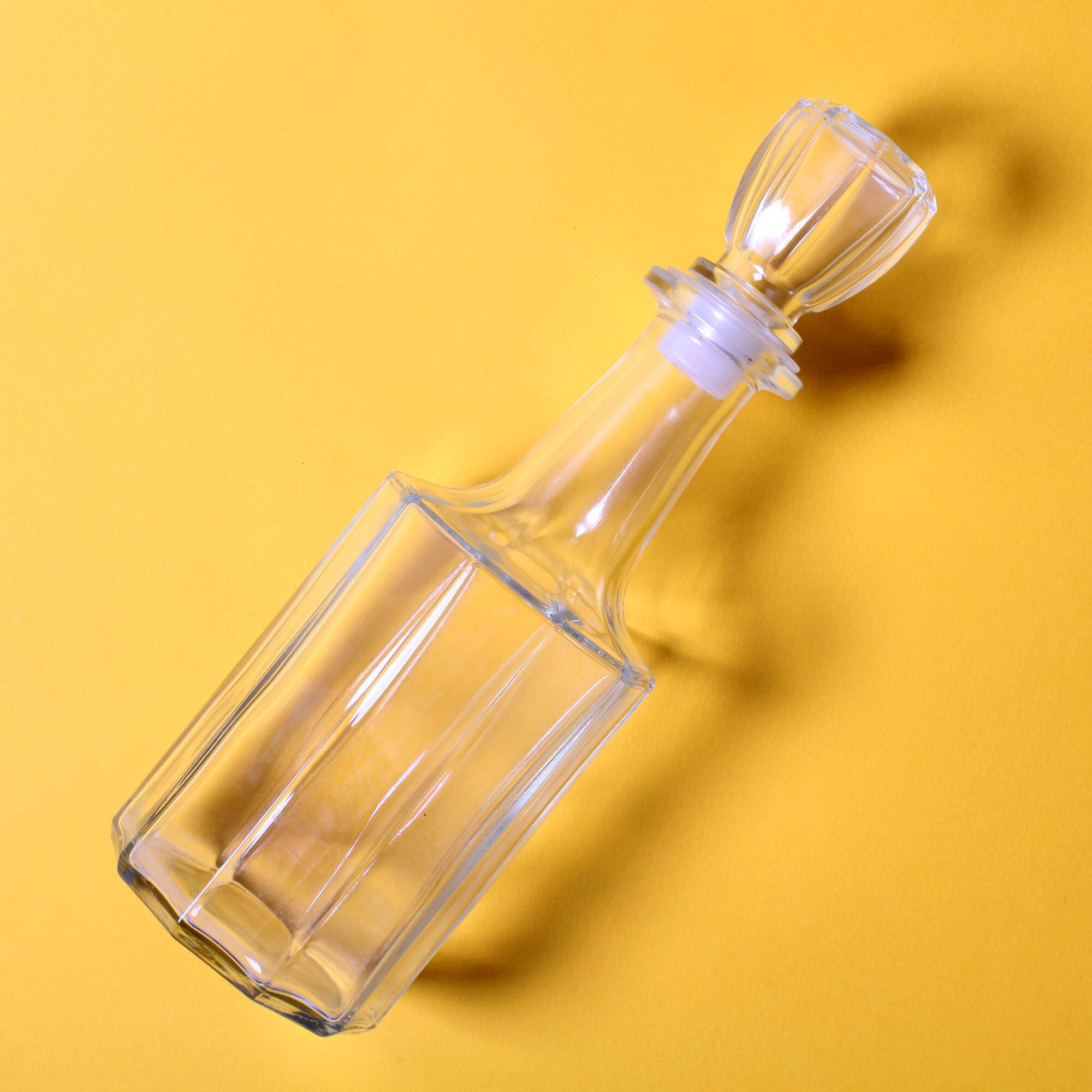 Vintage Italian Clear Glass Decanter / Marked “O.R. brevettato”