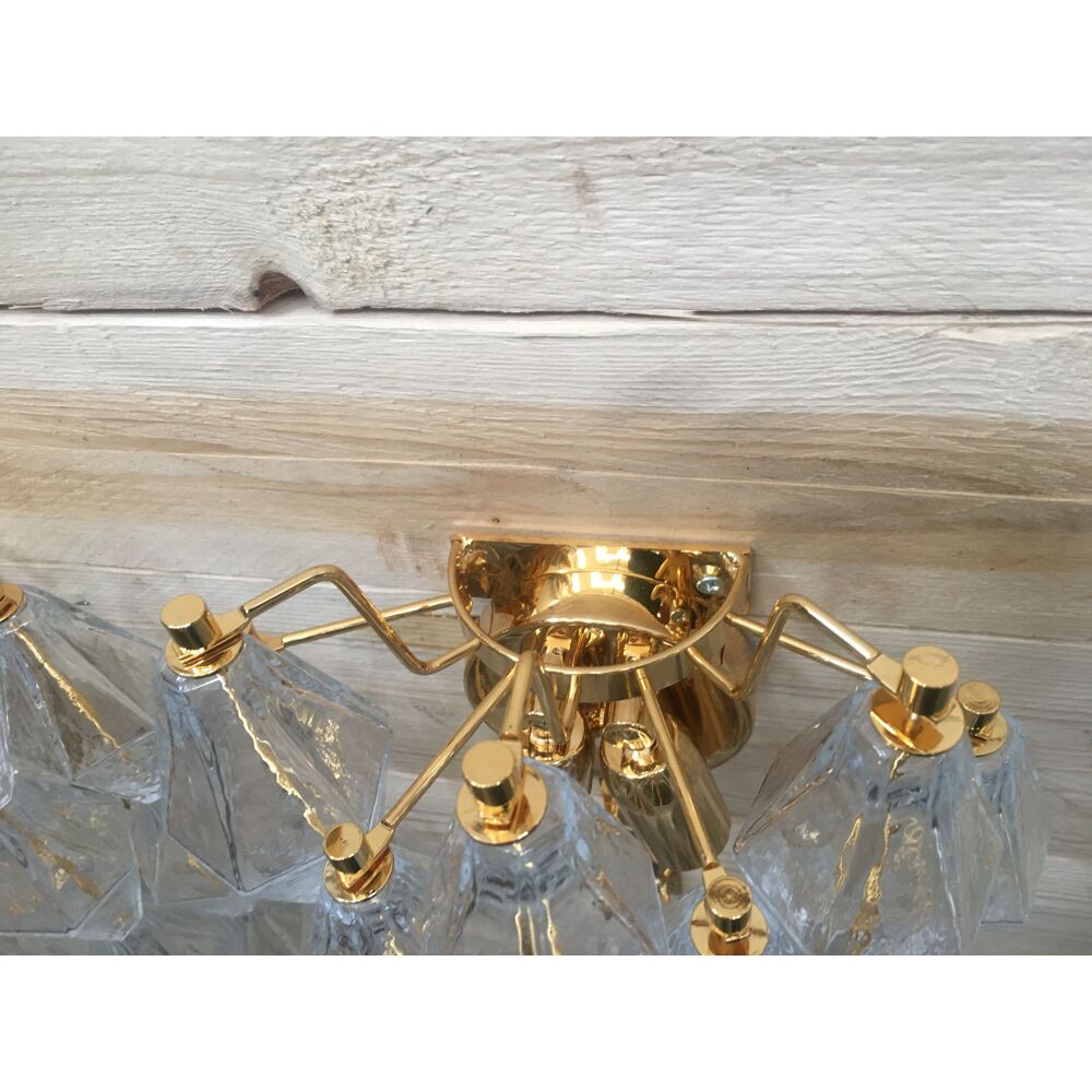 A pair of 2 Murano Glass "poliedri " wall sconce with a gold by SimoEng