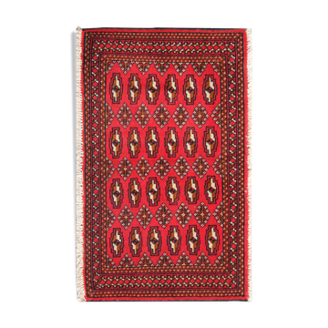 Bukhara rug red wool persian carpet 50x100cm