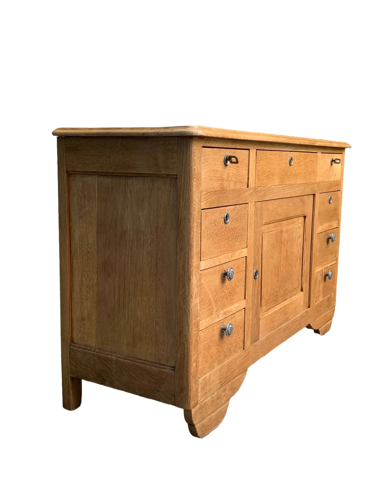 Buffet 9 tiroirs art déco chêne brut massif
