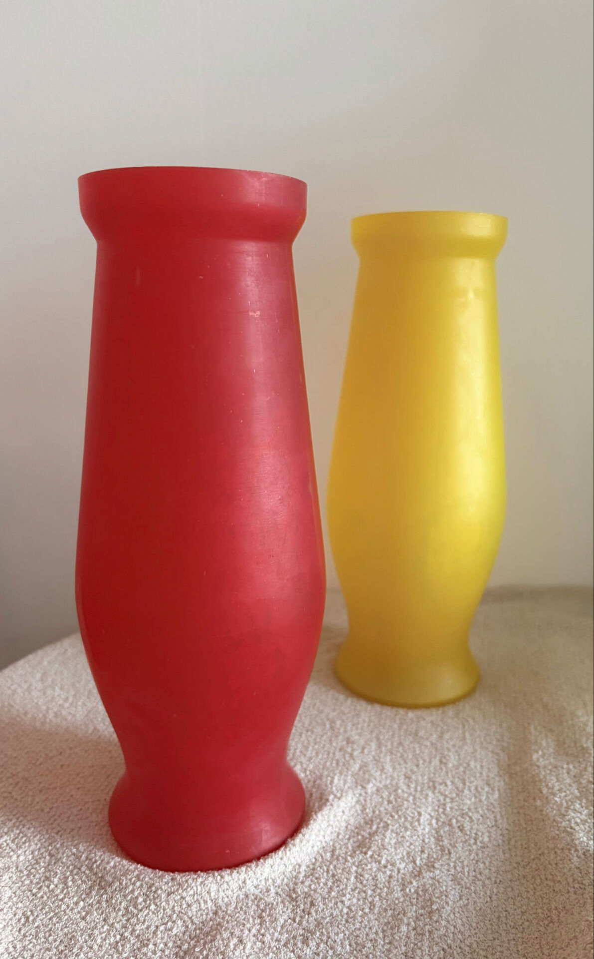 Vintage Mid-Century Modern Frosted Satin Glass Vase Pair