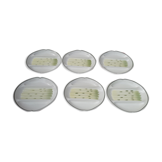6 asparagus plates in salins earthenware bubble model Auxonne diam 23 cm