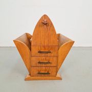 Art Deco Magazine Rack with Three Drawers, 1930s