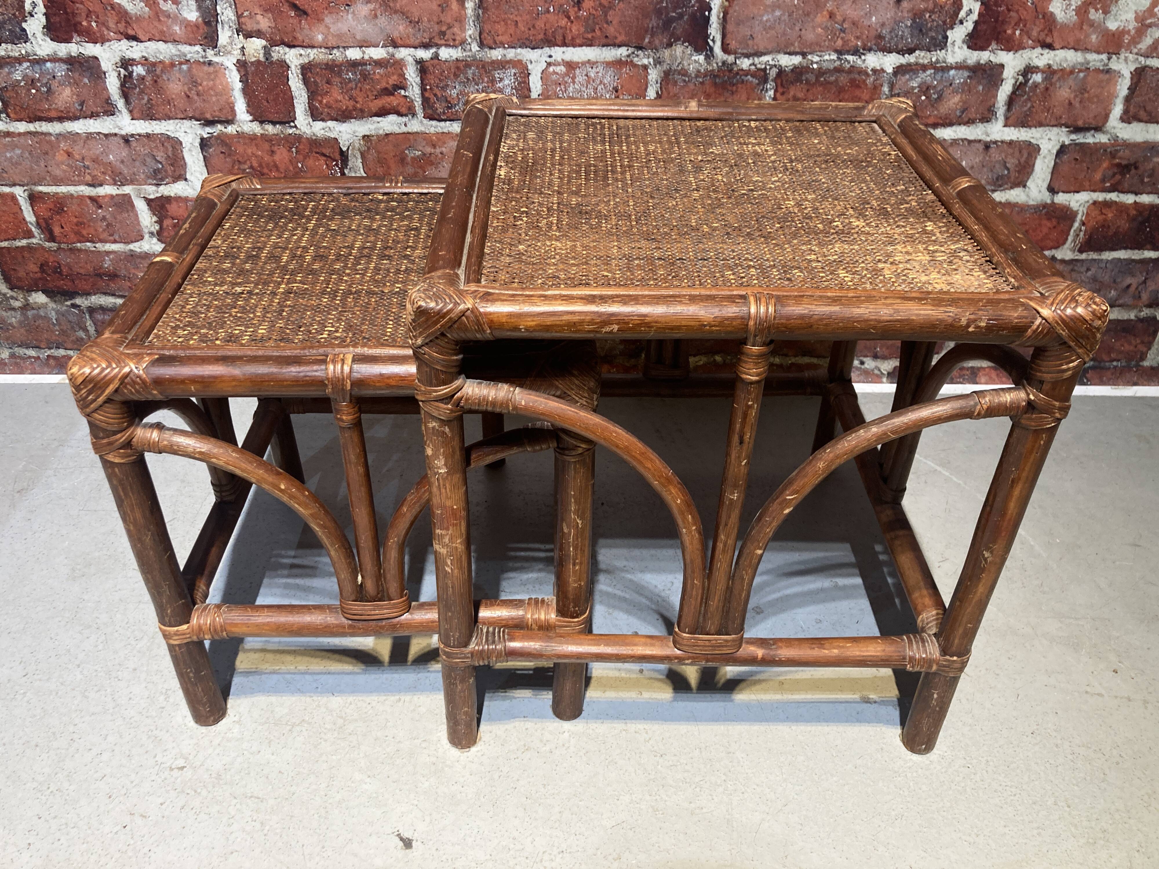 Rattan nesting table