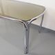Vintage curved rectangular dining table in smoked glass and chrome metal