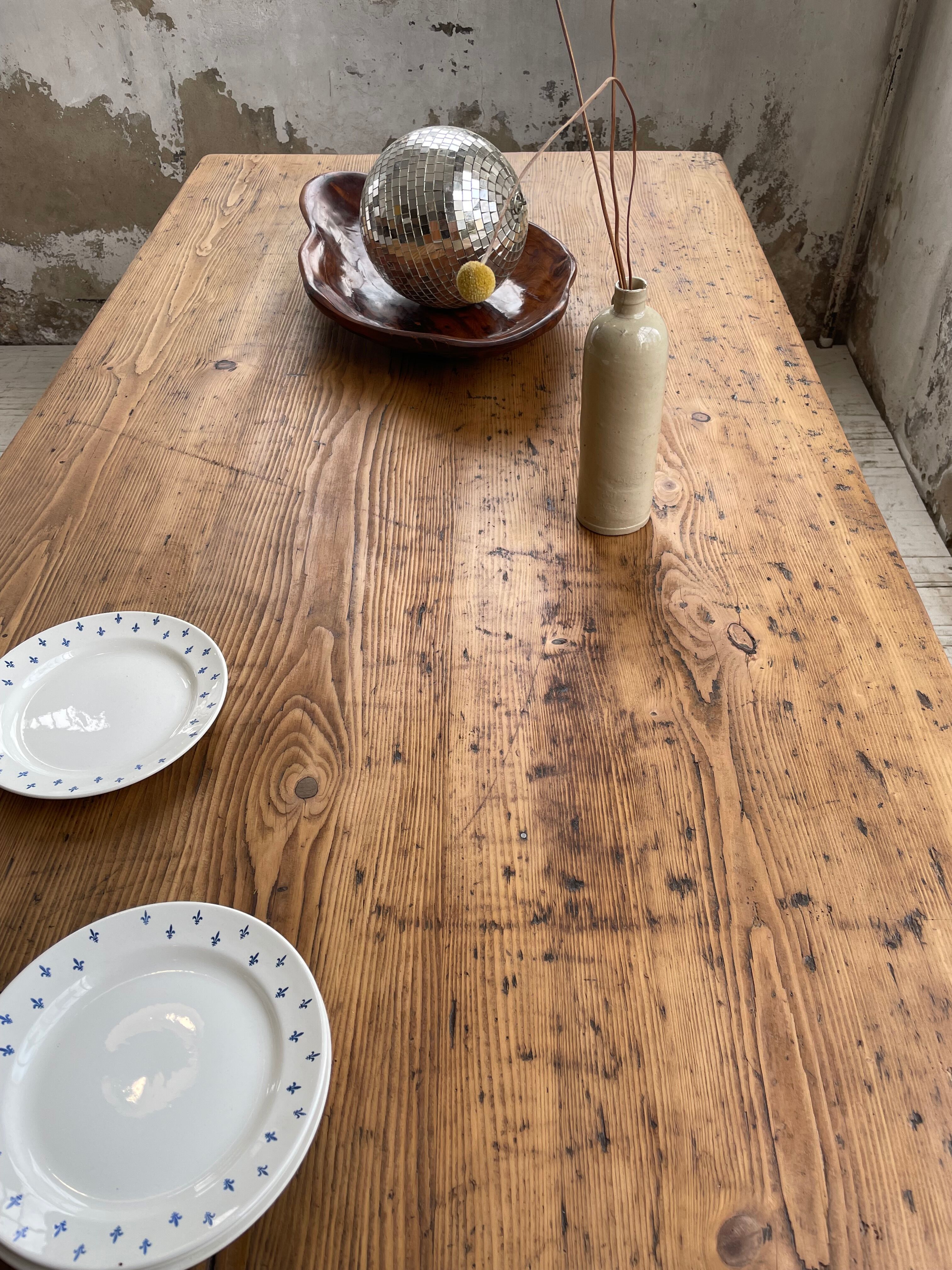 Farmhouse table in elm and pine 2m