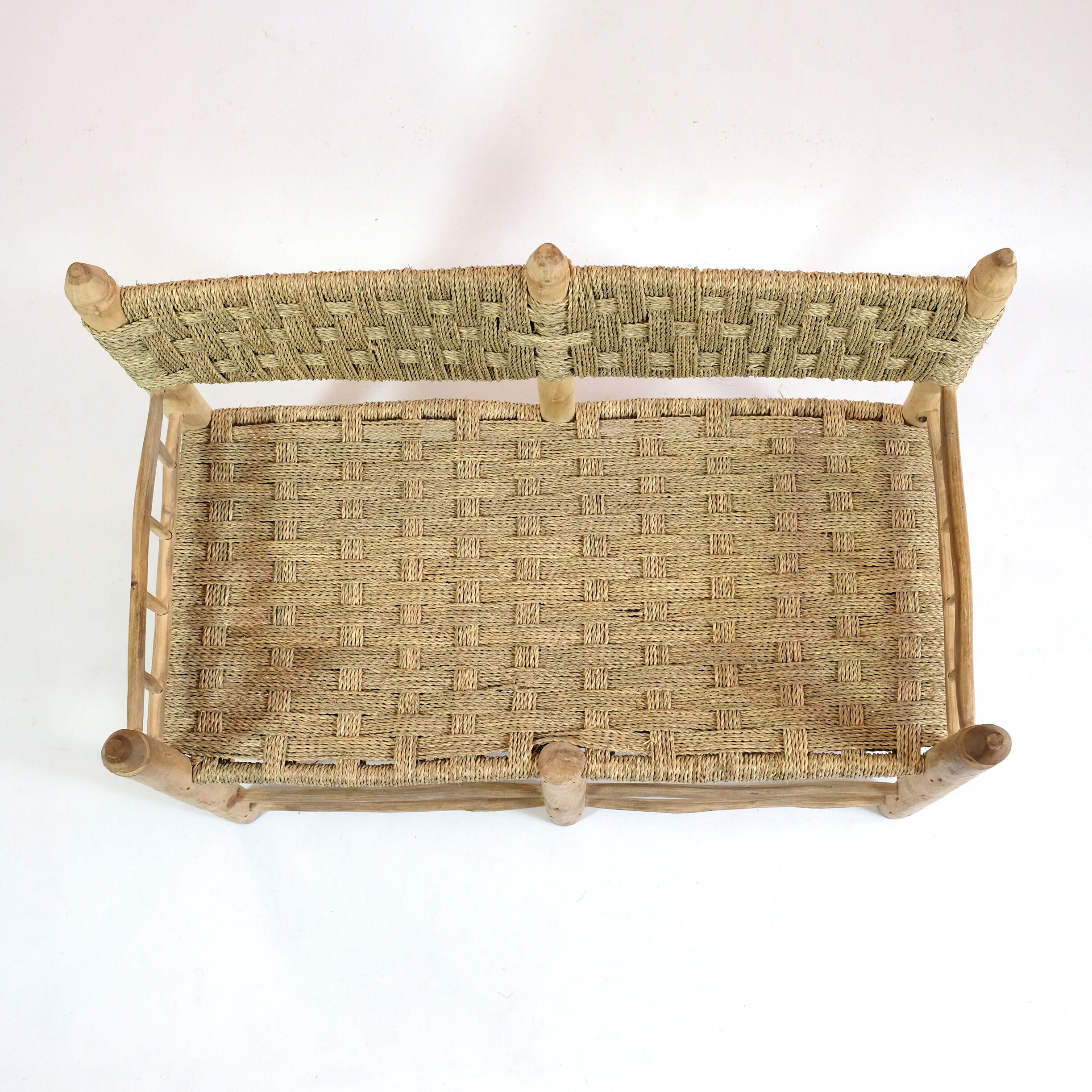 Moroccan bench in wood and rope