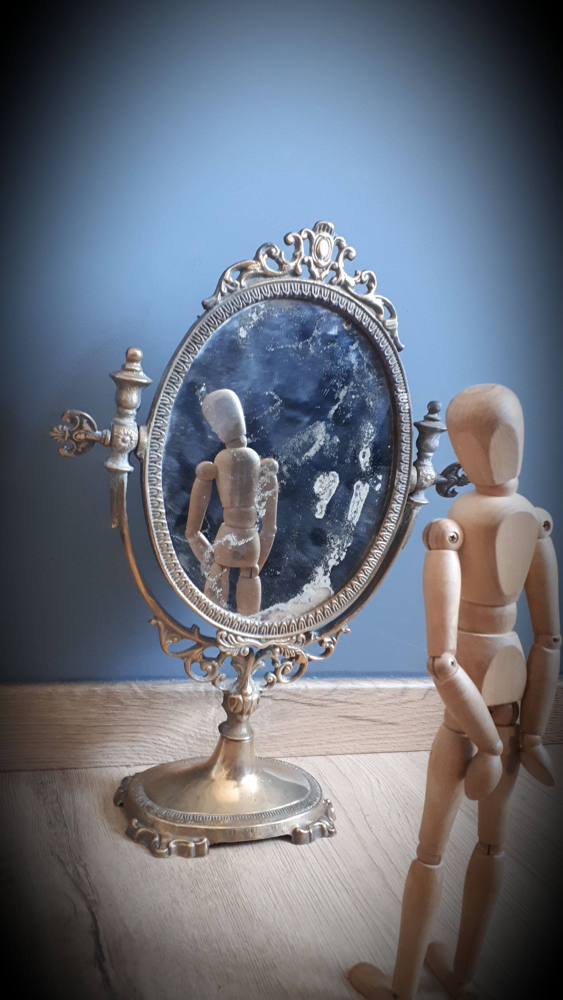 Brass psyche mirror 29x40cm