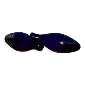 Duo d'amphores en verre bleue cobalt
