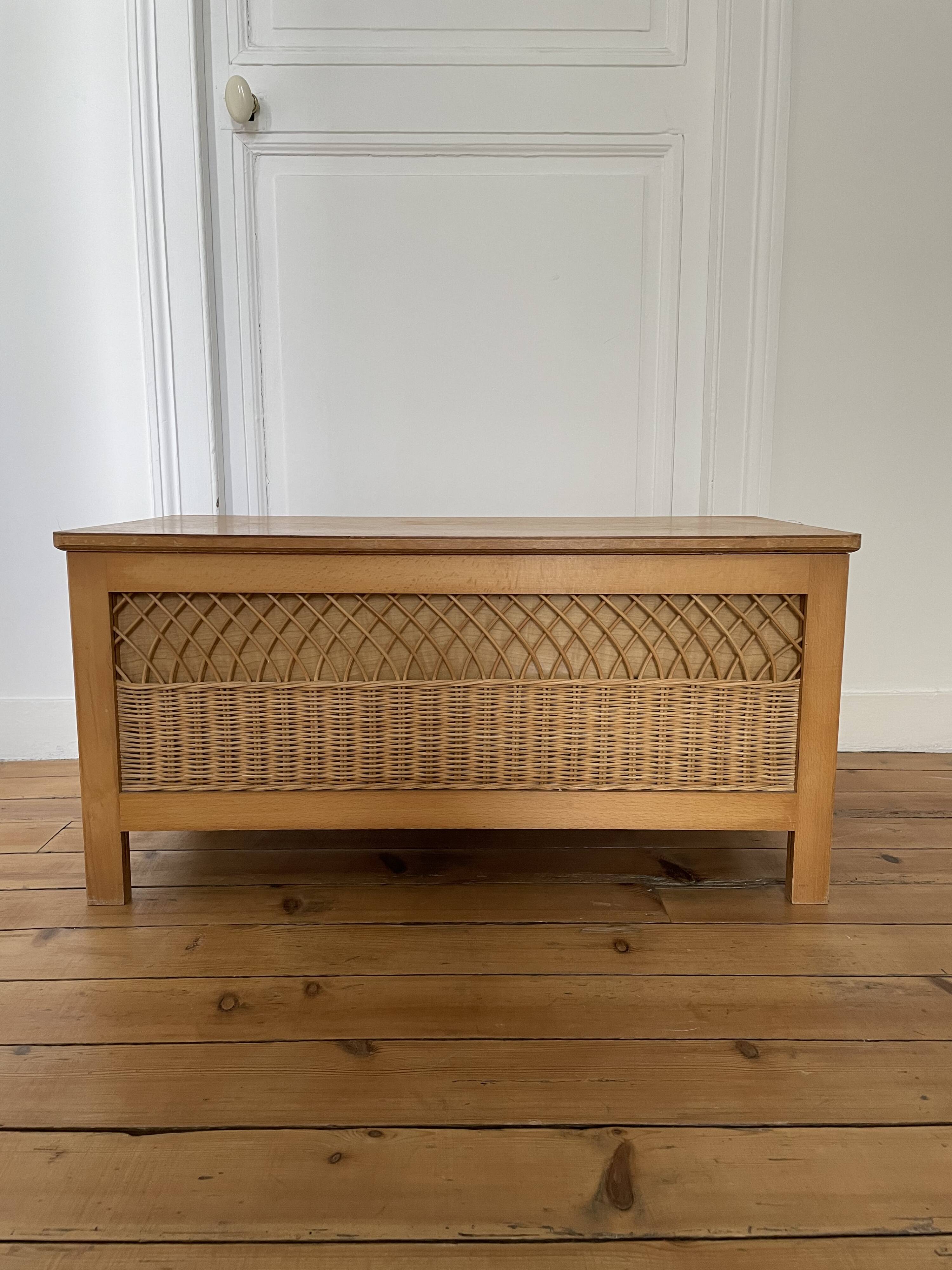 Rattan chest bench 1960s
